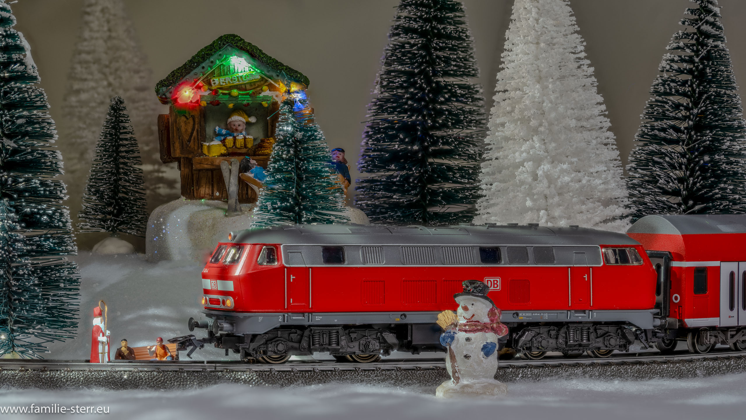 Zug im Weihnachtswald