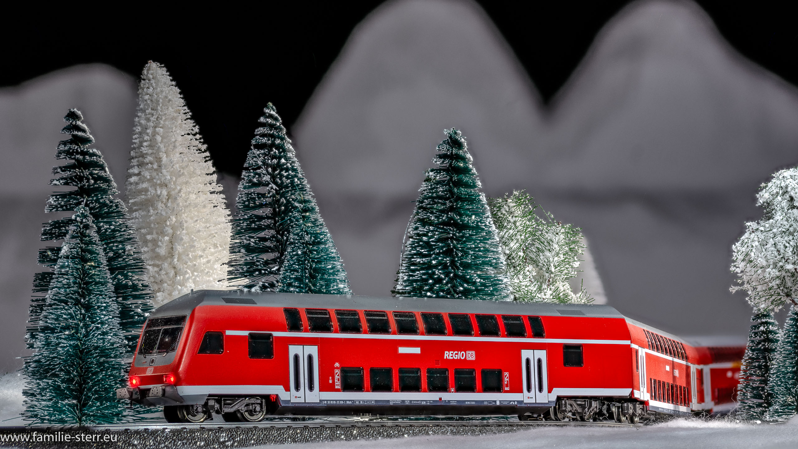 Personenzug im Winterwald