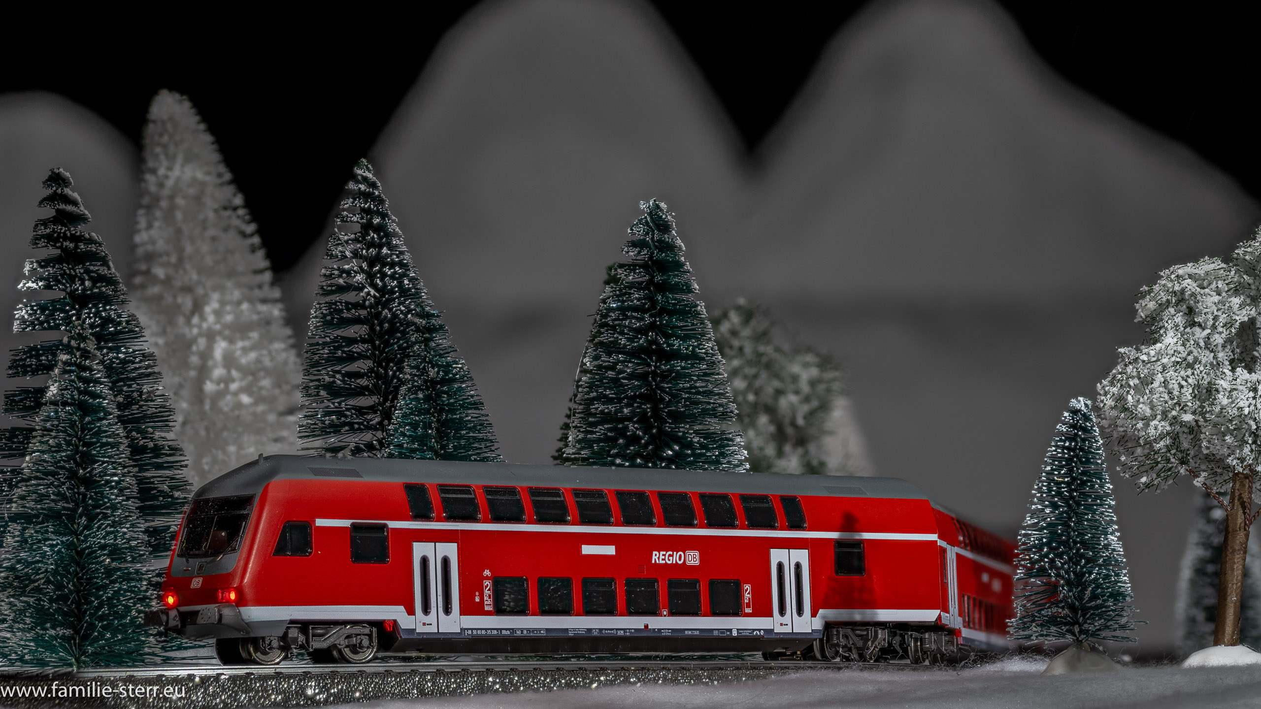 Personenzug im Winterwald